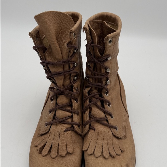 Justin Brown Lace-Up combat Boots with Fringe women 7B lace up Y2K casual retro - Picture 5 of 13